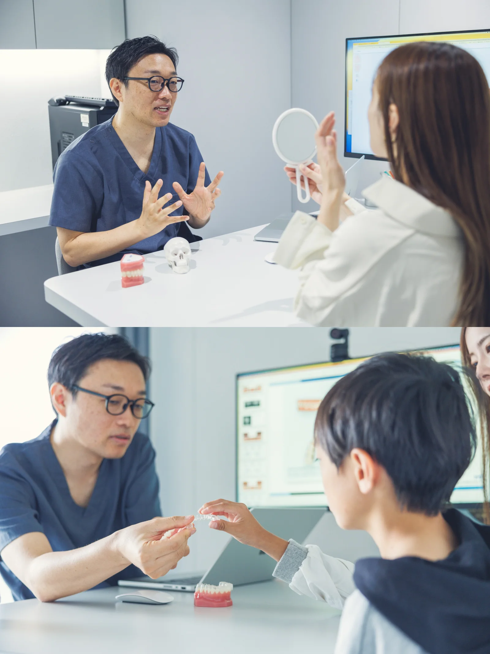 福岡MA矯正歯科の院長が患者と向き合い、治療方法を説明している様子